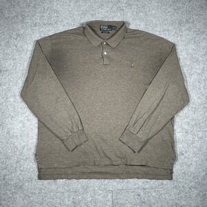 Polo Ralph Lauren Polo Shirt Men's Size XL Grey Long Sleeve Pima Interlock Flesh